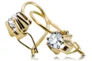 Or jaune 14 carats 14K (585) Zircon des boucles d'oreilles vec053y Russe Soviétique URSS Bijoux vintage Art Deco style