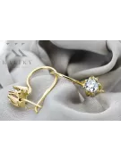 Or jaune 14 carats 14K (585) Zircon des boucles d'oreilles vec053y Russe Soviétique URSS Bijoux vintage Art Deco style