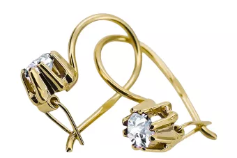 14 كارت من الذهب الأصفر 14K (585) Zircon أقراط vec053y روسي سوفيتي الاتحاد السوفيتي حرف يدوية فينتاج آرت ديكو style