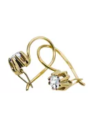 Or jaune 14 carats 14K (585) Zircon des boucles d'oreilles vec053y Russe Soviétique URSS Bijoux vintage Art Deco style