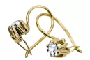 Or jaune 14 carats 14K (585) Zircon des boucles d'oreilles vec053y Russe Soviétique URSS Bijoux vintage Art Deco style