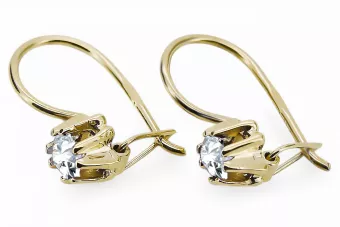 14 كارت من الذهب الأصفر 14K (585) Zircon أقراط vec053y روسي سوفيتي الاتحاد السوفيتي حرف يدوية فينتاج آرت ديكو style