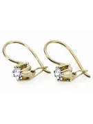 Or jaune 14 carats 14K (585) Zircon des boucles d'oreilles vec053y Russe Soviétique URSS Bijoux vintage Art Deco style