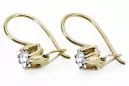 Or jaune 14 carats 14K (585) Zircon des boucles d'oreilles vec053y Russe Soviétique URSS Bijoux vintage Art Deco style