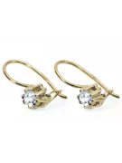 Or jaune 14 carats 14K (585) Zircon des boucles d'oreilles vec053y Russe Soviétique URSS Bijoux vintage Art Deco style
