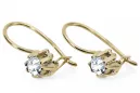 Or jaune 14 carats 14K (585) Zircon des boucles d'oreilles vec053y Russe Soviétique URSS Bijoux vintage Art Deco style