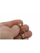 Or jaune 14 carats 14K (585) Zircon des boucles d'oreilles vec053y Russe Soviétique URSS Bijoux vintage Art Deco style