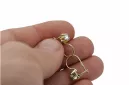 Or jaune 14 carats 14K (585) Zircon des boucles d'oreilles vec053y Russe Soviétique URSS Bijoux vintage Art Deco style