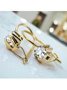 Or jaune 14 carats 14K (585) Zircon des boucles d'oreilles vec053y Russe Soviétique URSS Bijoux vintage Art Deco style