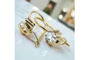 Or jaune 14 carats 14K (585) Zircon des boucles d'oreilles vec053y Russe Soviétique URSS Bijoux vintage Art Deco style