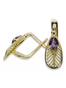 Gol galben 14k 14k (585) Cercei alexandrite VEC067Y URSS rusesc Sovietic Vintage Art Deco Style