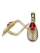14k žlté zlato 14K (585) Ruby náušnice vec067y Russian Soviet USSR Vintage craft Art Deco style