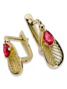 14-ка/желтое золото 14K (585) Ruby Серьги vec067y Русский Советский СССР Винтаж изделия Ар-деко style