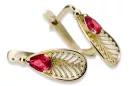 Yellow 14k gold 14K (585) Ruby earrings vec067y Russian Soviet USSR Vintage style Art Deco style