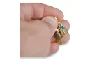 Or jaune 14 carats 14K (585) Aquamarine des boucles d'oreilles vec067y Russe Soviétique URSS Style vintage Art Deco style