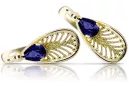 Aur galben 14K 14K (585) Sapphire cercei vec067y Rusesc Sovietic URSS Vintage Craft Art Deco style