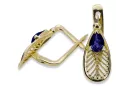 14 Karat Gelbgold 14K (585) Sapphire ohrringe vec067y Russisch Sowjetisch UdSSR Vintage Schmuck Art Deco style