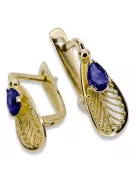Aur galben 14K 14K (585) Sapphire cercei vec067y Rusesc Sovietic URSS Vintage Craft Art Deco style