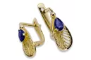 Aur galben 14K 14K (585) Sapphire cercei vec067y Rusesc Sovietic URSS Vintage Craft Art Deco style