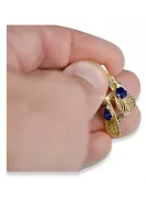 Aur galben 14K 14K (585) Sapphire cercei vec067y Rusesc Sovietic URSS Vintage Craft Art Deco style