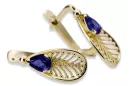 Aur galben 14K 14K (585) Sapphire cercei vec067y Rusesc Sovietic URSS Vintage Craft Art Deco style