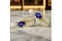 Aur galben 14K 14K (585) Sapphire cercei vec067y Rusesc Sovietic URSS Vintage Craft Art Deco style