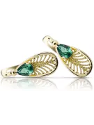 Yellow 14k gold 14K (585) Emerald earrings vec067y Russian Soviet USSR Vintage Jewlery Art Deco style