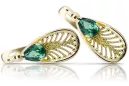 14-ка/желтое золото 14K (585) Emerald Серьги vec067y Русский Советский СССР Винтаж стиль Ар-деко style