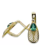 14k κίτρινο χρυσό 14K (585) Emerald Σκουλαρίκια vec067y Russian Soviet USSR Vintage Jewlery Art Deco style