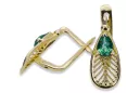 Oro amarillo de 14 quilates 14K (585) Emerald pendientes vec067y Ruso Soviético URSS Vintage Art Deco style