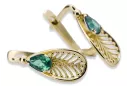14k κίτρινο χρυσό 14K (585) Emerald Σκουλαρίκια vec067y Russian Soviet USSR Vintage Jewlery Art Deco style