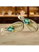 14k κίτρινο χρυσό 14K (585) Emerald Σκουλαρίκια vec067y Russian Soviet USSR Vintage Jewlery Art Deco style
