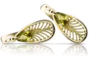 14k žlté zlato 14K (585) Yellow Peridot náušnice vec067y Russian Soviet USSR Vintage style Art Deco style
