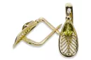 Oro amarillo de 14 quilates 14K (585) Yellow Peridot pendientes vec067y Ruso Soviético URSS Artesanía vintage Art Deco style