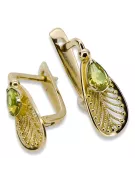 14 كارت من الذهب الأصفر 14K (585) Yellow Peridot أقراط vec067y روسي سوفيتي الاتحاد السوفيتي أسلوب فينتاج آرت ديكو style