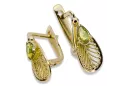 14К жовте золото 14K (585) Yellow Peridot Сережки vec067y Російський Радянський СРСР Вінтаж вироби Ар-деко style