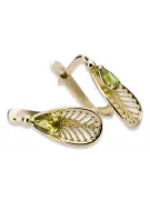 14K жълто злато 14K (585) Yellow Peridot Обеци vec067y Руски Съветски СССР Винтидж крафт Ар-деко style