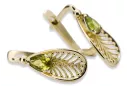14 كارت من الذهب الأصفر 14K (585) Yellow Peridot أقراط vec067y روسي سوفيتي الاتحاد السوفيتي أسلوب فينتاج آرت ديكو style