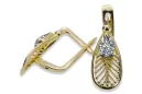 14 Karat Gelbgold 14K (585) Zircon ohrringe vec067y Russisch Sowjetisch UdSSR Vintage Handwerk Art Deco style