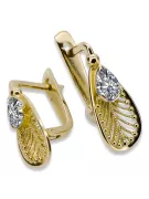 14k žlté zlato 14K (585) Zircon náušnice vec067y Russian Soviet USSR Vintage Art Deco style