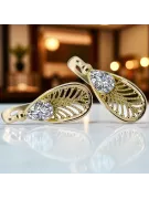 14k κίτρινο χρυσό 14K (585) Zircon Σκουλαρίκια vec067y Russian Soviet USSR Vintage style Art Deco style