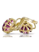 Žlutá 14k Gold 14k (585) Amethyst náušnice VEC079Y Ruský sovětský SSSR Vintage Jewlery art deco styl
