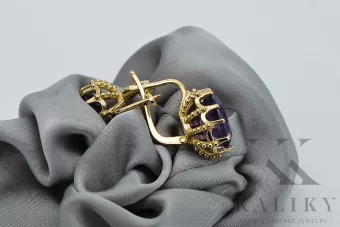 14-ка/желтое золото 14K (585) Alexandrite Серьги vec079y Русский Советский СССР Винтаж украшения Ар-деко style