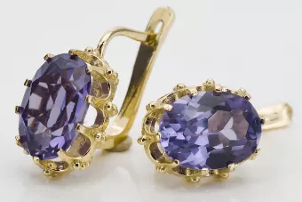 14К жовте золото 14K (585) Alexandrite Сережки vec079y Російський Радянський СРСР Вінтаж Ар-деко style