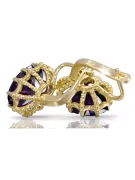 14 Karat Gelbgold 14K (585) Alexandrite ohrringe vec079y Russisch Sowjetisch UdSSR Vintage Handwerk Art Deco style