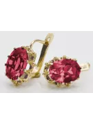 Aur galben 14K 14K (585) Ruby cercei vec079y Rusesc Sovietic URSS Vintage Art Deco style