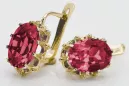Aur galben 14K 14K (585) Ruby cercei vec079y Rusesc Sovietic URSS Vintage Art Deco style