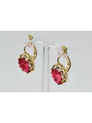 14K жълто злато 14K (585) Ruby Обеци vec079y Руски Съветски СССР Винтидж крафт Ар-деко style