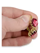 14 Karat Gelbgold 14K (585) Ruby ohrringe vec079y Russisch Sowjetisch UdSSR Vintage Art Deco style