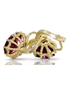 14k κίτρινο χρυσό 14K (585) Ruby Σκουλαρίκια vec079y Russian Soviet USSR Vintage style Art Deco style